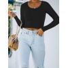 imageREORIA Womens Basic Casual Long Sleeve Crew Neck Double Lined Tight T Shirts Crop Tops Basic Tee TopsBlack