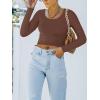 imageREORIA Womens Basic Casual Long Sleeve Crew Neck Double Lined Tight T Shirts Crop Tops Basic Tee TopsCoffee