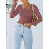 imageREORIA Womens Basic Casual Long Sleeve Crew Neck Double Lined Tight T Shirts Crop Tops Basic Tee TopsMasala