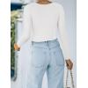 imageREORIA Womens Basic Casual Long Sleeve Crew Neck Double Lined Tight T Shirts Crop Tops Basic Tee TopsWhite