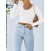 imageREORIA Womens Basic Casual Long Sleeve Crew Neck Double Lined Tight T Shirts Crop Tops Basic Tee TopsWhite