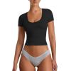imageREORIA Womens Basic Going Out Scoop Neck Crop Tops Tees Short Sleeve Fitted Tshirts ShirtsBlack