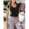 imageREORIA Womens Basic Going Out Scoop Neck Crop Tops Tees Short Sleeve Fitted Tshirts ShirtsBlack