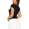 imageREORIA Womens Basic Going Out Scoop Neck Crop Tops Tees Short Sleeve Fitted Tshirts ShirtsBlack