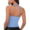 imageREORIA Womens Camisole Tank Tops Criss Cross Halter Top Double Lined Backless Crop Tops Y2K Vacation OutfitsAir Blue