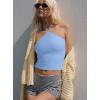imageREORIA Womens Camisole Tank Tops Criss Cross Halter Top Double Lined Backless Crop Tops Y2K Vacation OutfitsAir Blue