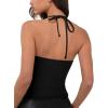 imageREORIA Womens Camisole Tank Tops Criss Cross Halter Top Double Lined Backless Crop Tops Y2K Vacation OutfitsBlack