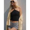 imageREORIA Womens Camisole Tank Tops Criss Cross Halter Top Double Lined Backless Crop Tops Y2K Vacation OutfitsBlack