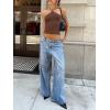 imageREORIA Womens Camisole Tank Tops Criss Cross Halter Top Double Lined Backless Crop Tops Y2K Vacation OutfitsCoffee