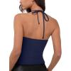 imageREORIA Womens Camisole Tank Tops Criss Cross Halter Top Double Lined Backless Crop Tops Y2K Vacation OutfitsEstate Blue