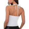 imageREORIA Womens Camisole Tank Tops Criss Cross Halter Top Double Lined Backless Crop Tops Y2K Vacation OutfitsWhite