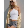 imageREORIA Womens Camisole Tank Tops Criss Cross Halter Top Double Lined Backless Crop Tops Y2K Vacation OutfitsWhite