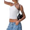 imageREORIA Womens Camisole Tank Tops Criss Cross Halter Top Double Lined Backless Crop Tops Y2K Vacation OutfitsWhite