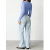 imageREORIA Womens Fall Trendy Double Zip Up Long Sleeve Soft Knit Lightweight Cropped Cardigan SweatersBlue
