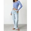 imageREORIA Womens Fall Trendy Double Zip Up Long Sleeve Soft Knit Lightweight Cropped Cardigan SweatersBlue