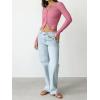 imageREORIA Womens Fall Trendy Double Zip Up Long Sleeve Soft Knit Lightweight Cropped Cardigan SweatersPink