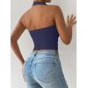 imageREORIA Womens Sexy Halter Neck Backless Tank Tops 2025 Summer Going Out Top Y2K Trendy Sleeveless Crop ShirtsEstate Blue