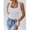 imageREORIA Womens Sexy Halter Neck Backless Tank Tops 2025 Summer Going Out Top Y2K Trendy Sleeveless Crop ShirtsWhite
