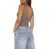 imageREORIA Womens Sexy Plunge Deep V Neck Sleeveless V Backless Tank Top Workout Yoga Crop TopsAntique Pewter