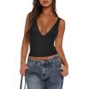 imageREORIA Womens Sexy Plunge Deep V Neck Sleeveless V Backless Tank Top Workout Yoga Crop TopsBlack