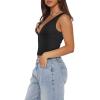 imageREORIA Womens Sexy Plunge Deep V Neck Sleeveless V Backless Tank Top Workout Yoga Crop TopsBlack