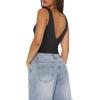 imageREORIA Womens Sexy Plunge Deep V Neck Sleeveless V Backless Tank Top Workout Yoga Crop TopsBlack