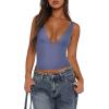 imageREORIA Womens Sexy Plunge Deep V Neck Sleeveless V Backless Tank Top Workout Yoga Crop TopsBlue Nova