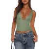 imageREORIA Womens Sexy Plunge Deep V Neck Sleeveless V Backless Tank Top Workout Yoga Crop TopsDark Green
