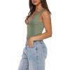 imageREORIA Womens Sexy Plunge Deep V Neck Sleeveless V Backless Tank Top Workout Yoga Crop TopsDark Green