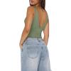 imageREORIA Womens Sexy Plunge Deep V Neck Sleeveless V Backless Tank Top Workout Yoga Crop TopsDark Green