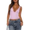imageREORIA Womens Sexy Plunge Deep V Neck Sleeveless V Backless Tank Top Workout Yoga Crop TopsLight Pink