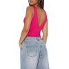 imageREORIA Womens Sexy Plunge Deep V Neck Sleeveless V Backless Tank Top Workout Yoga Crop TopsRose Red