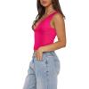 imageREORIA Womens Sexy Plunge Deep V Neck Sleeveless V Backless Tank Top Workout Yoga Crop TopsRose Red