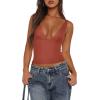 imageREORIA Womens Sexy Plunge Deep V Neck Sleeveless V Backless Tank Top Workout Yoga Crop TopsRusty Red