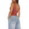 imageREORIA Womens Sexy Plunge Deep V Neck Sleeveless V Backless Tank Top Workout Yoga Crop TopsRusty Red
