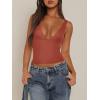 imageREORIA Womens Sexy Plunge Deep V Neck Sleeveless V Backless Tank Top Workout Yoga Crop TopsRusty Red