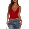 imageREORIA Womens Sexy Plunge Deep V Neck Sleeveless V Backless Tank Top Workout Yoga Crop TopsTomato Red