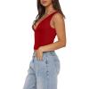 imageREORIA Womens Sexy Plunge Deep V Neck Sleeveless V Backless Tank Top Workout Yoga Crop TopsTomato Red