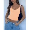 imageREORIA Womens Sexy V Neck Double Lined Sleeveless Cropped Cami Tank Y2K Workout Crop Tops