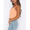 imageREORIA Womens Sexy V Neck Double Lined Sleeveless Cropped Cami Tank Y2K Workout Crop Tops