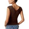 imageREORIA Womens Sleeveless V Neck Tank Tops Basic Tops Cap Sleeve T Shirt Tee Spring Summer Tops Casual Slim Fit Ribbed TopCoffee