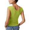 imageREORIA Womens Sleeveless V Neck Tank Tops Basic Tops Cap Sleeve T Shirt Tee Spring Summer Tops Casual Slim Fit Ribbed TopGreen