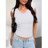 imageREORIA Womens Sleeveless V Neck Tank Tops Basic Tops Cap Sleeve T Shirt Tee Spring Summer Tops Casual Slim Fit Ribbed TopWhite