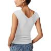 imageREORIA Womens Sleeveless V Neck Tank Tops Basic Tops Cap Sleeve T Shirt Tee Spring Summer Tops Casual Slim Fit Ribbed TopWhite