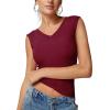 imageREORIA Womens Sleeveless V Neck Tank Tops Basic Tops Cap Sleeve T Shirt Tee Spring Summer Tops Casual Slim Fit Ribbed TopWine Red