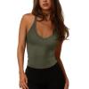 imageREORIA Womens Workout Tank Tops V Neck Racerback Going Out Crop 2025 Trendy Top Summer Sleeveless Ribbed CamisoleArmy Green