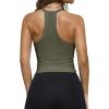imageREORIA Womens Workout Tank Tops V Neck Racerback Going Out Crop 2025 Trendy Top Summer Sleeveless Ribbed CamisoleArmy Green