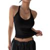 imageREORIA Womens Workout Tank Tops V Neck Racerback Going Out Crop 2025 Trendy Top Summer Sleeveless Ribbed CamisoleBlack