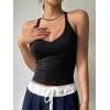 imageREORIA Womens Workout Tank Tops V Neck Racerback Going Out Crop 2025 Trendy Top Summer Sleeveless Ribbed CamisoleBlack