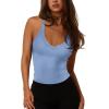 imageREORIA Womens Workout Tank Tops V Neck Racerback Going Out Crop 2025 Trendy Top Summer Sleeveless Ribbed CamisoleBlue